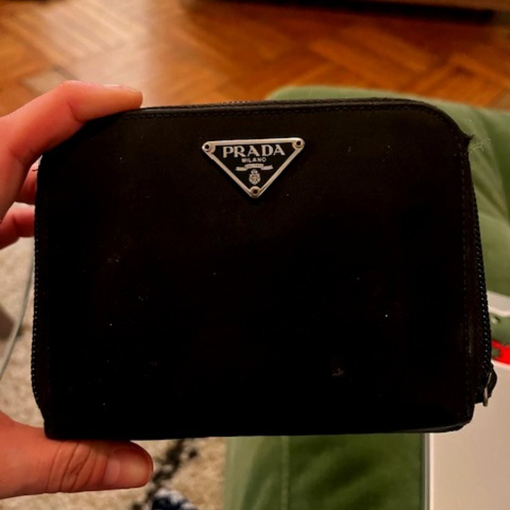 Prada Tessuto Nylon Compact Zip Around Wallet